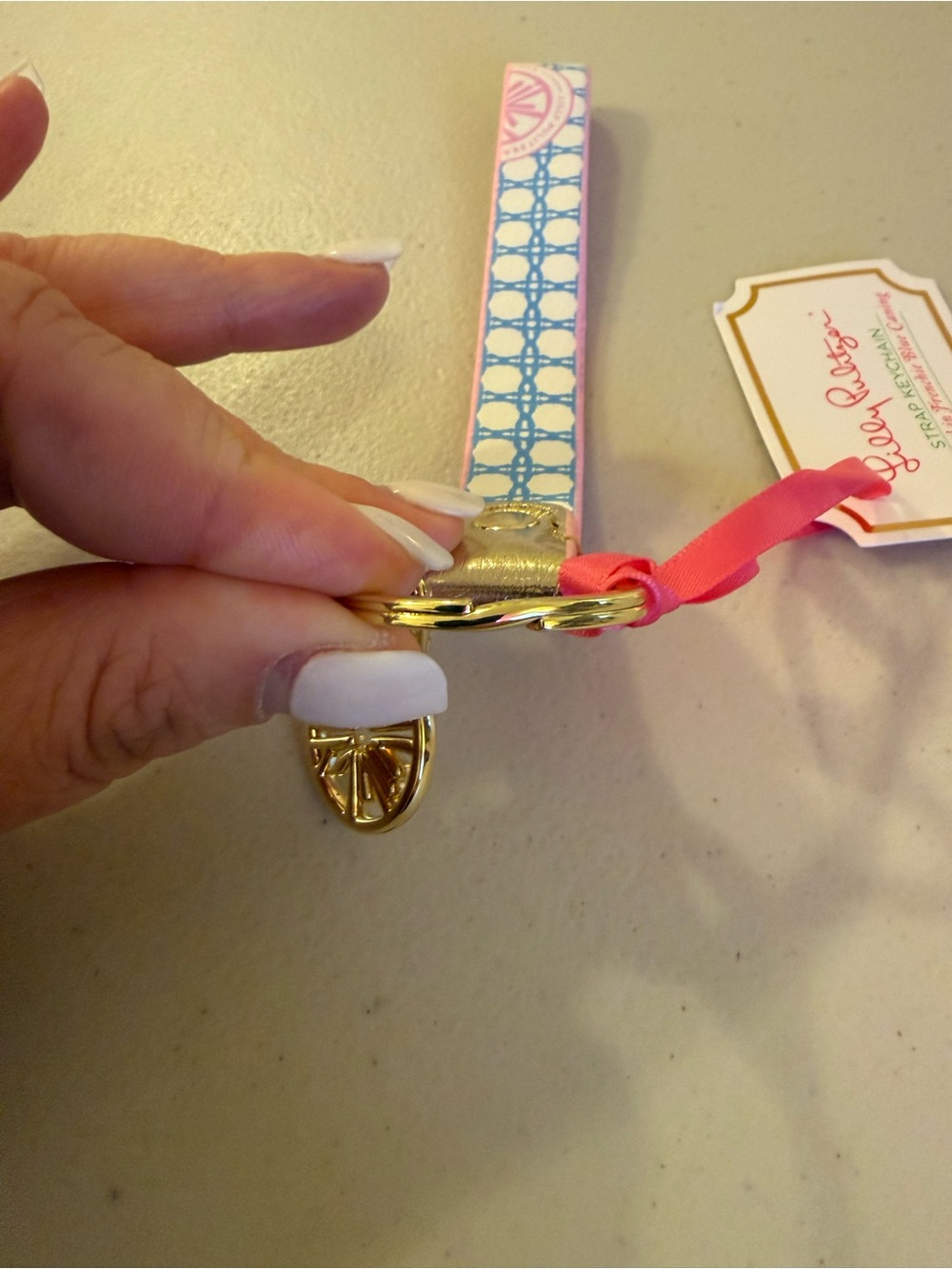 Lilly Pulitzer Strap Keychain in ‘Frenchie Blue Caning’ - *NWT* - Picture 14 of 16